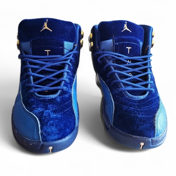 Jordan 12 Retro Blue/Gold Velvet Sneakers Men’s 11 Rare 2019 Vintage Release - Picture 3 of 14